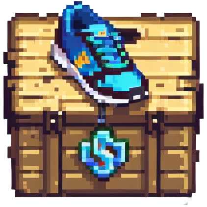 dark 2d power up crate with a running shoe symbol for speed boost emoji