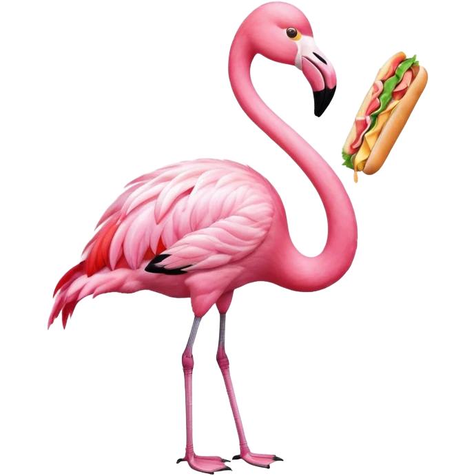 Flamingo eating a sandwich emoji