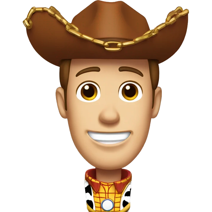 Toy Story woody with gold chain and grill emoji