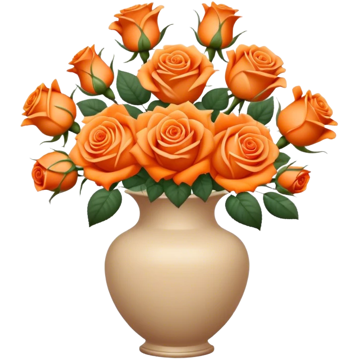 bouquet of bright orange roses in a beige aesthetic vase in vintage style emoji