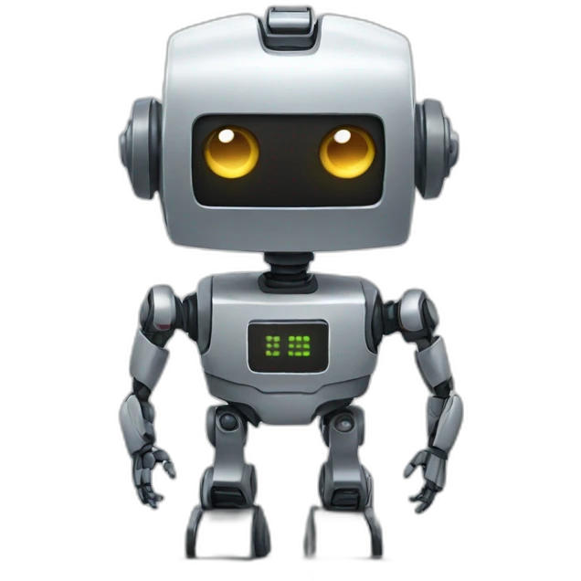 Robot with screen face emoji