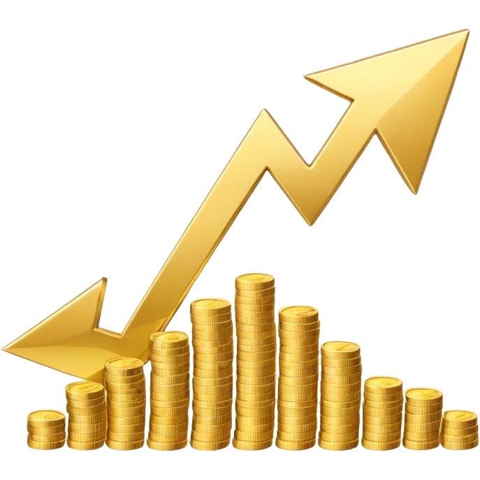 investment concept with upward arrow and money emoji