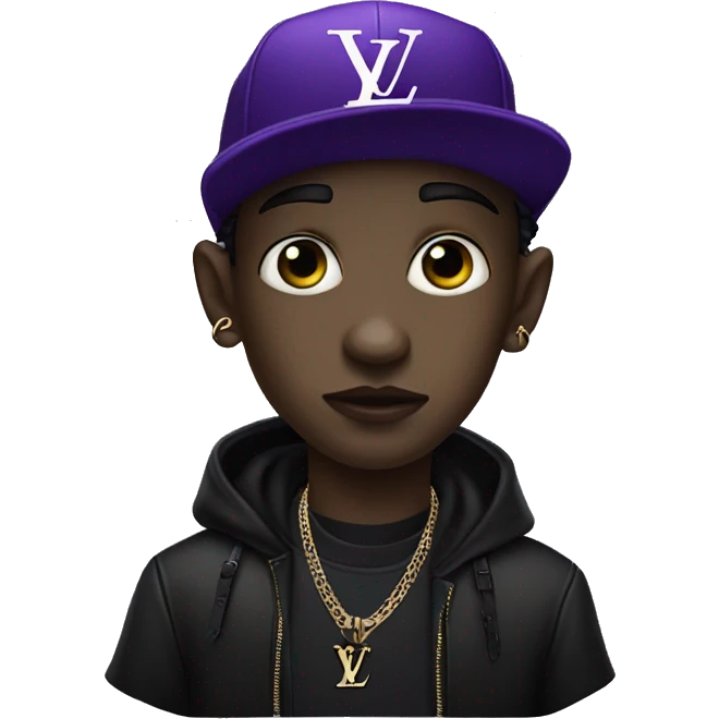 Goth boy with purple louis vuitton cap  emoji