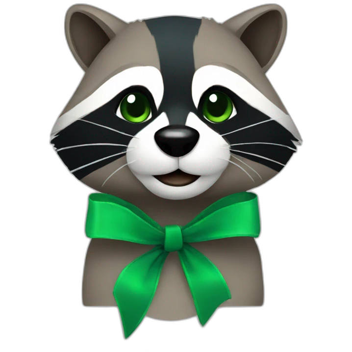 a Raccoon with a green ribbon emoji