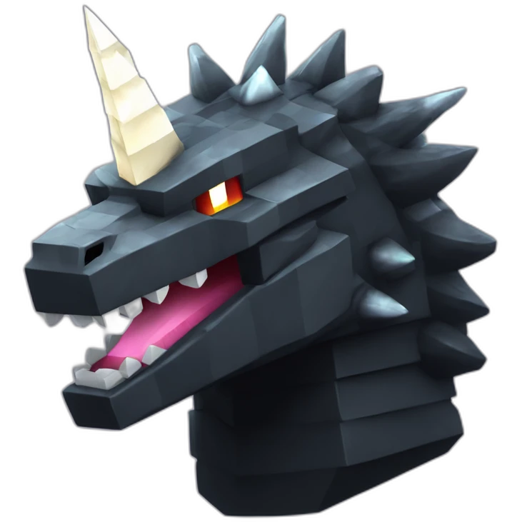 Minecraft Black Godzilla Head With Diamond Unicorn Horn emoji