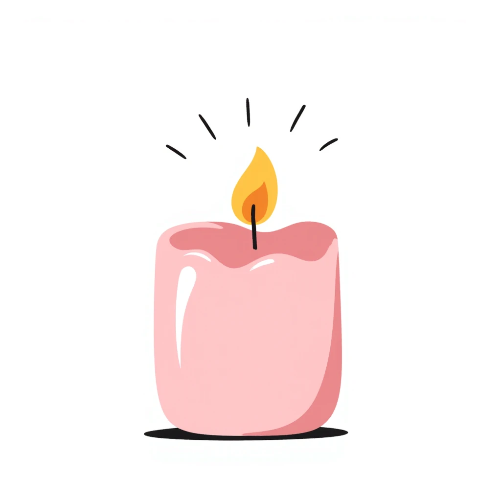 pink pastel candle with hand-drawn look emoji