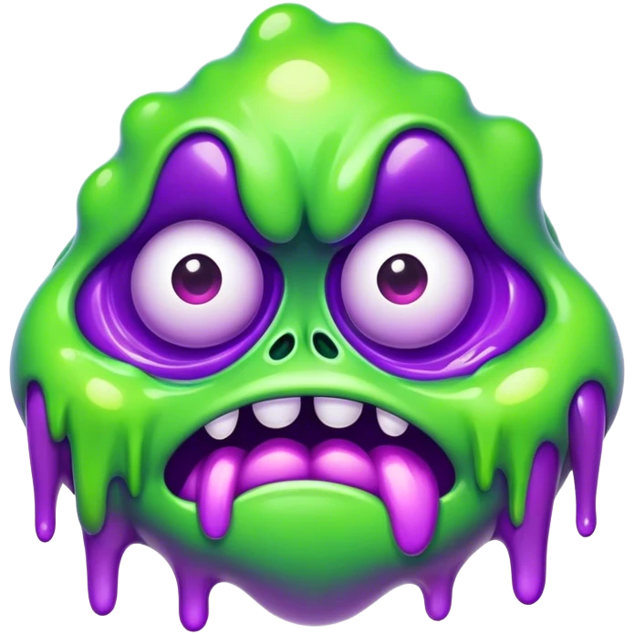 Weird green and purple monster face melting  emoji
