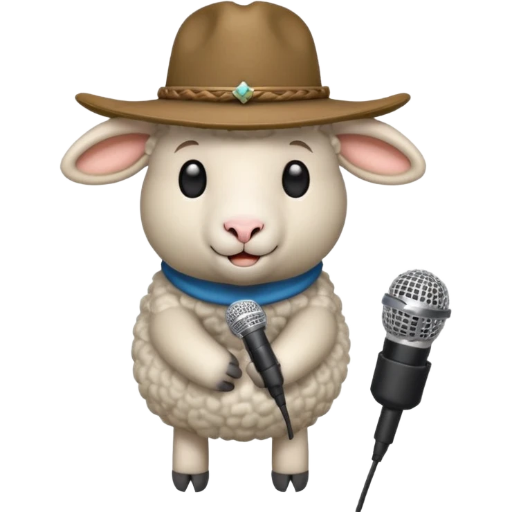 sheep with microphone and cowboy hat emoji