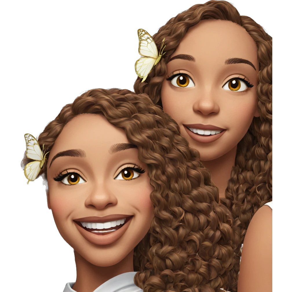 smiling girls with butterflies emoji