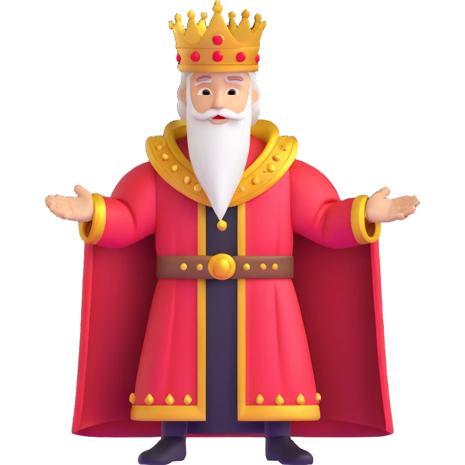 king with golden crown and red robe emoji