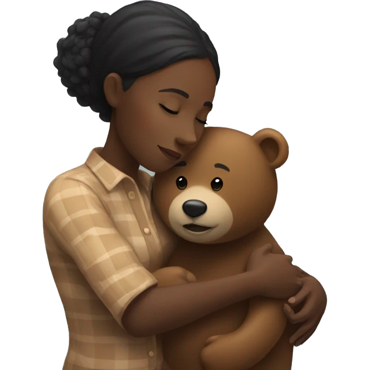 Black woman hugging a bear emoji