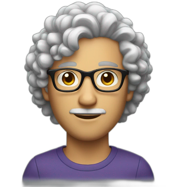white man with curly hair top and big glasses emoji