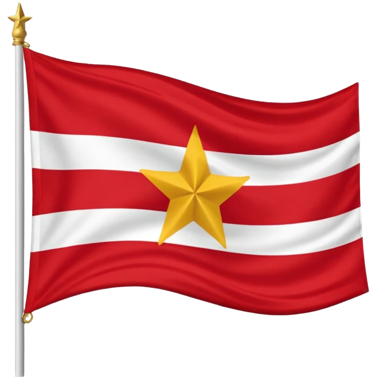 Bandeira do Pará em cor vermelho e uma listra banca na vertical e uma estrela dourada no centro emoji