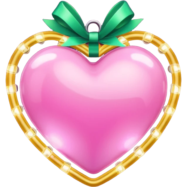 Pink heart wrapped in Christmas lights  emoji
