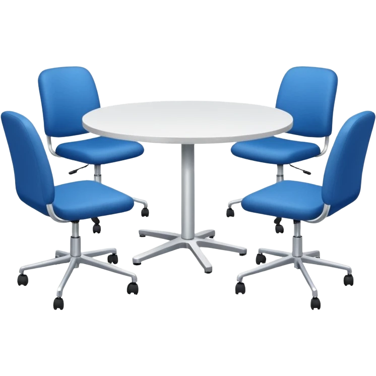 table and three office blue chairs emoji