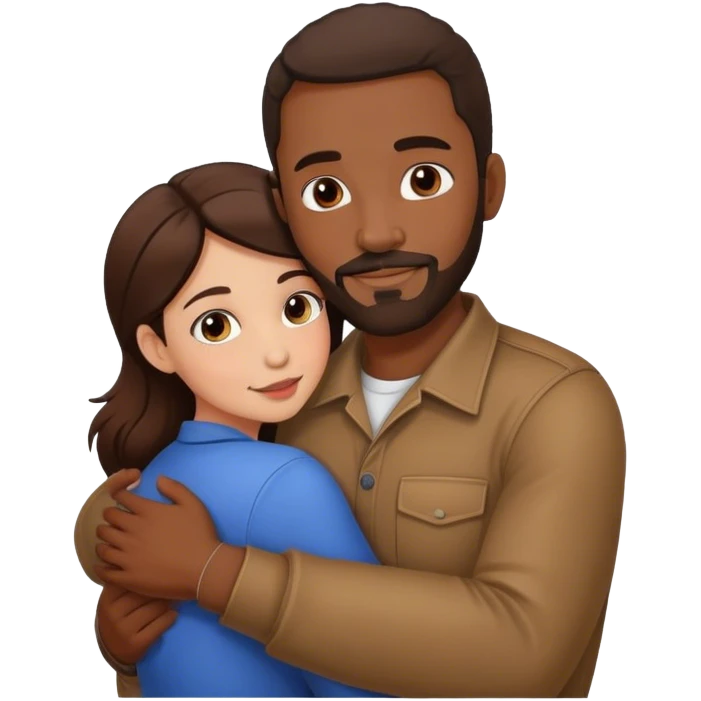 Black man with facial hair hug small gorgeous brunette from behind emoji