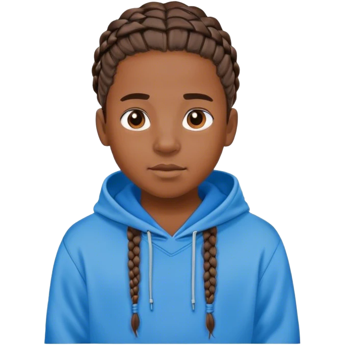A black boy with braids and blue hoodie  emoji