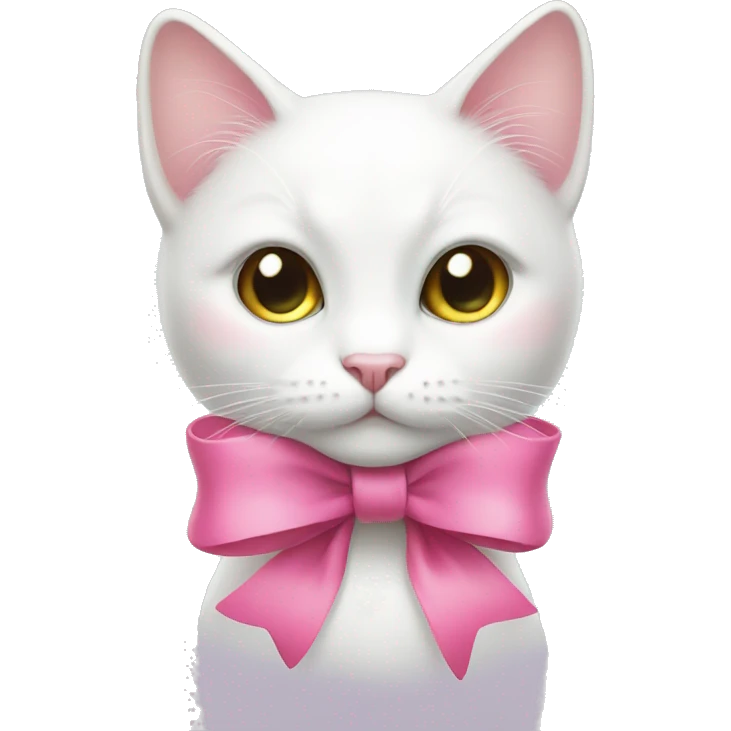 white cat with pink bow emoji