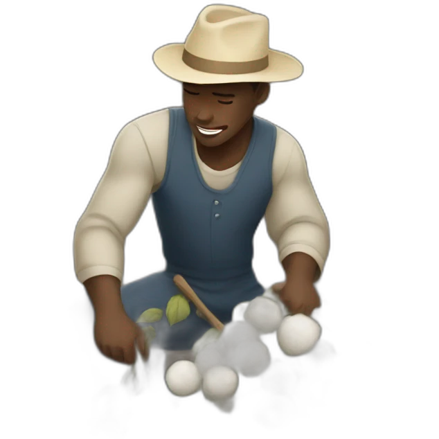 Black man picking cotton emoji