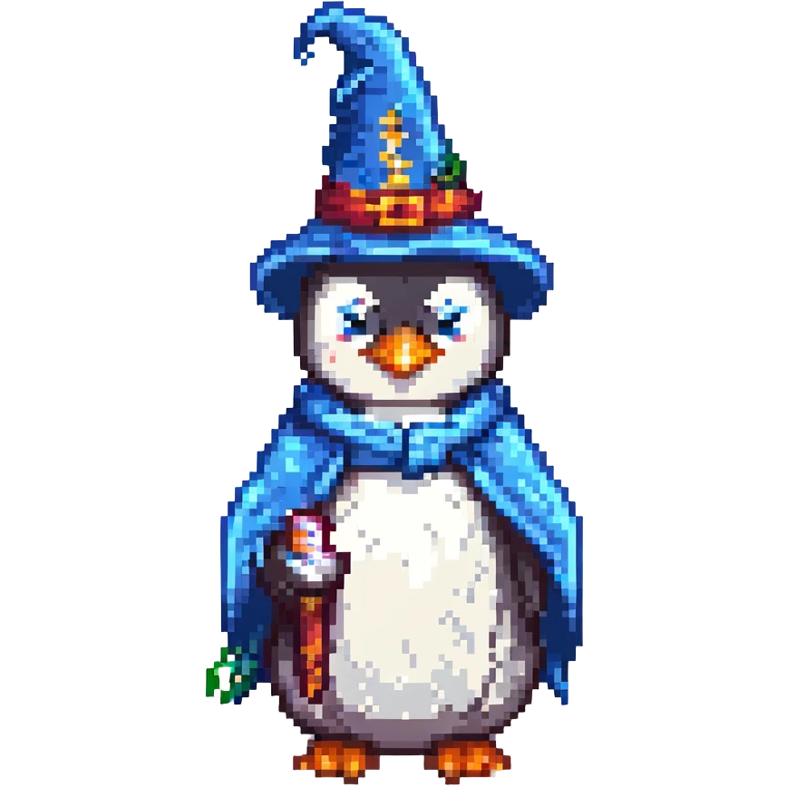 A penguin wizard emoji