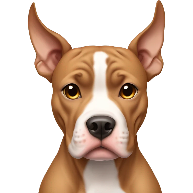 Light brown pitbull with ears cut short and wearing bows emoji