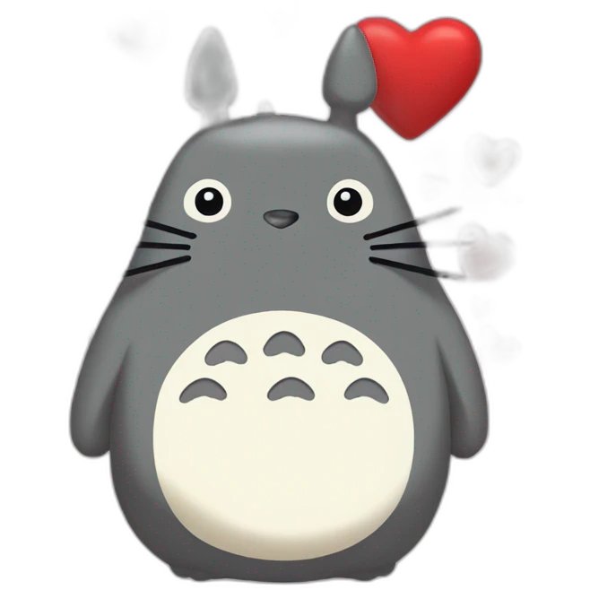 Totoro in love with hearts emoji