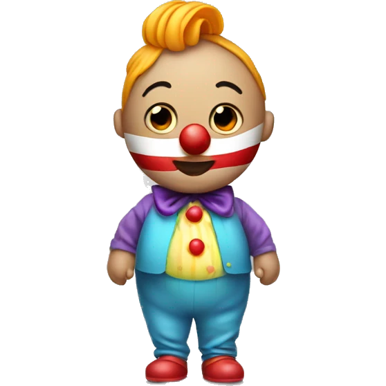 a pregnant man in clown make up with belly emoji