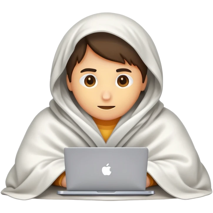 under a blanket And laptop emoji