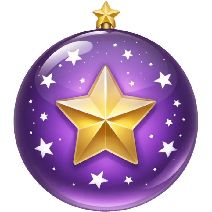 Bola de cristal roxa com estrela no centro dourada brilhante dentro emoji