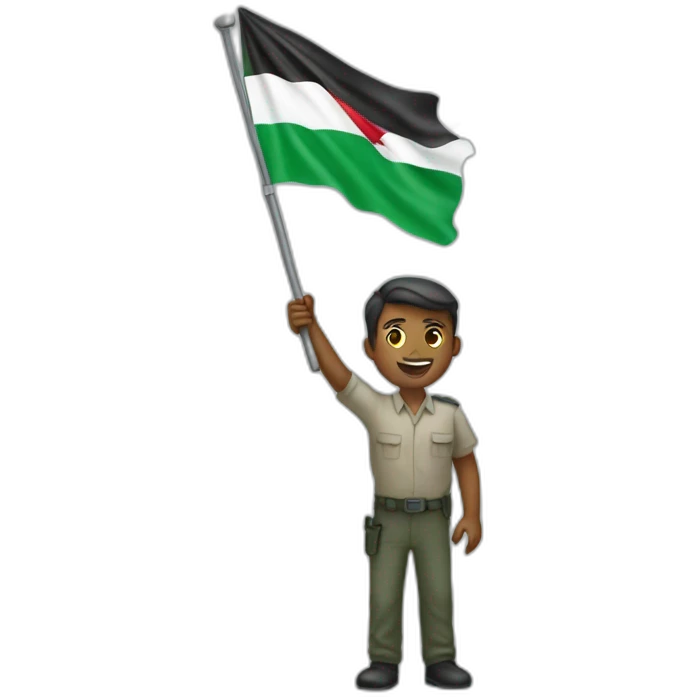 A man raises the flag of Palestine  emoji