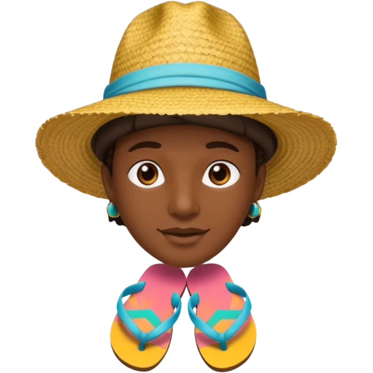 Visage.  Créole réunionnais ti jean chapeau paille savate  au pieds  emoji