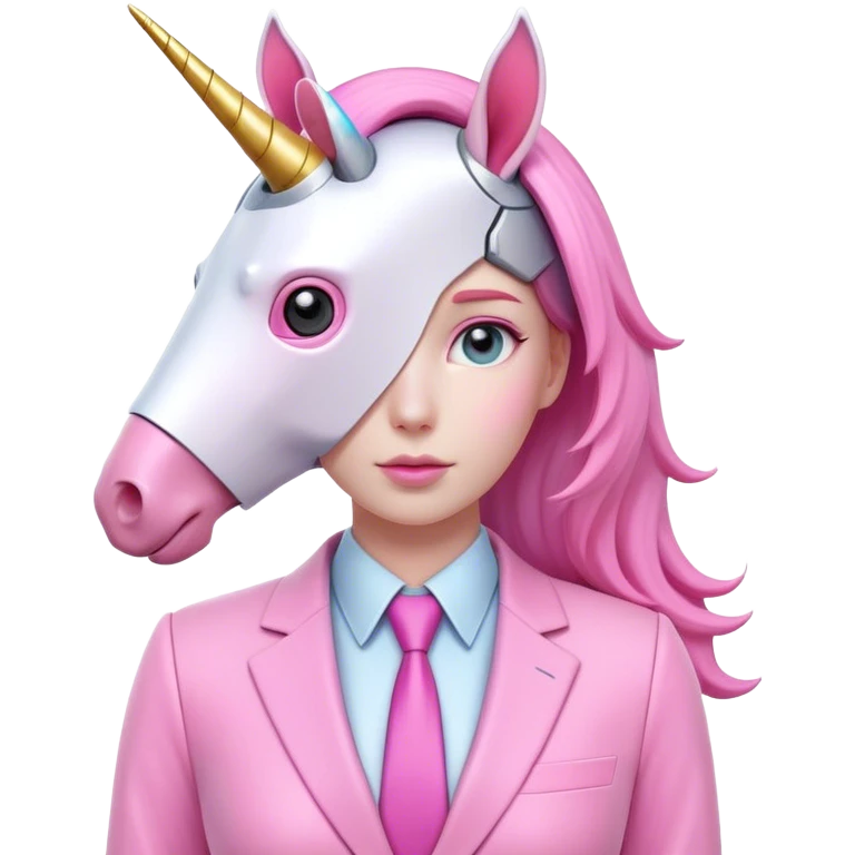office worker 3d robotic unicorn in all pink suit emoji