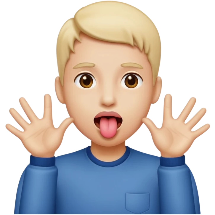 tounge sticking out with hands to the side emoji