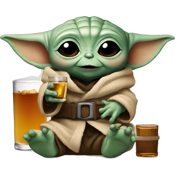 Baby Yoda with whiskey  emoji