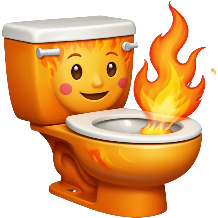 A smiling toilet with fire coming from its bowl emoji