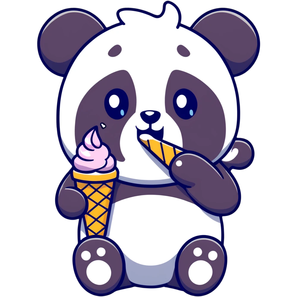 Panda eating ice cream emoji
