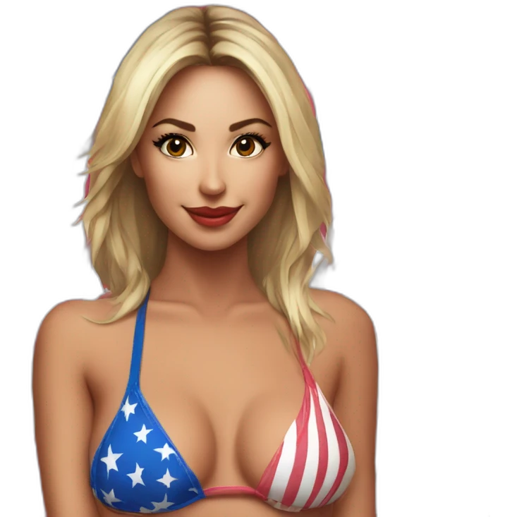 Sexy pose - woman wearing only American flag bikini poster emoji