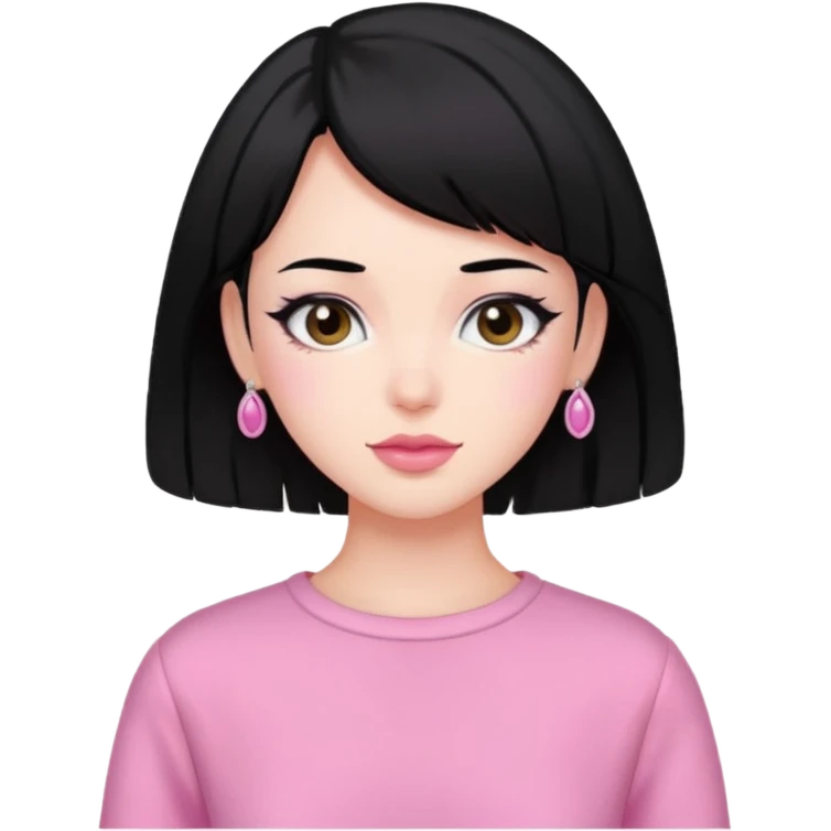 black hair pink clothes coquette vibes emoji