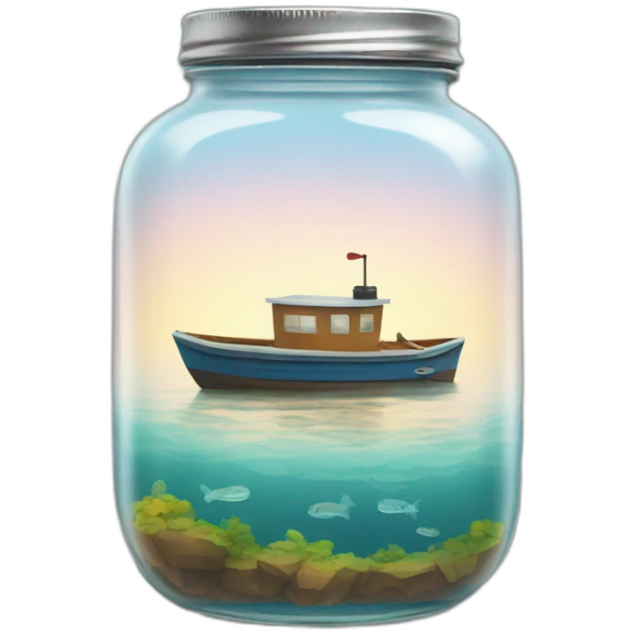 a boat floating in a jam jar emoji