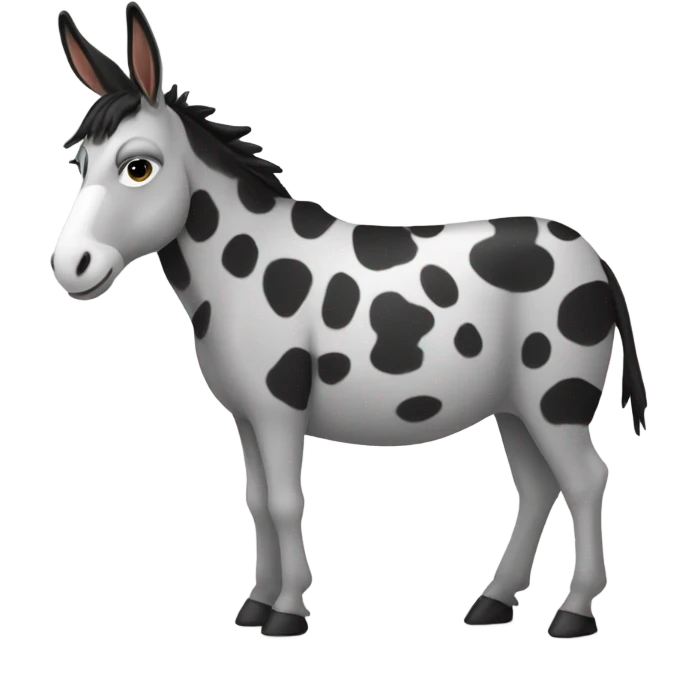 Black and white spotted donkey wearing a coat emoji
