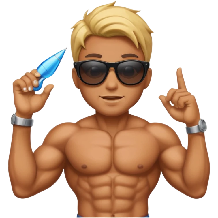 Marlin with sunglasses and muscles emoji