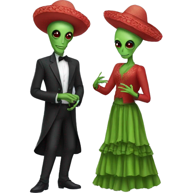 Two aliens dressed in flamenco attire. emoji