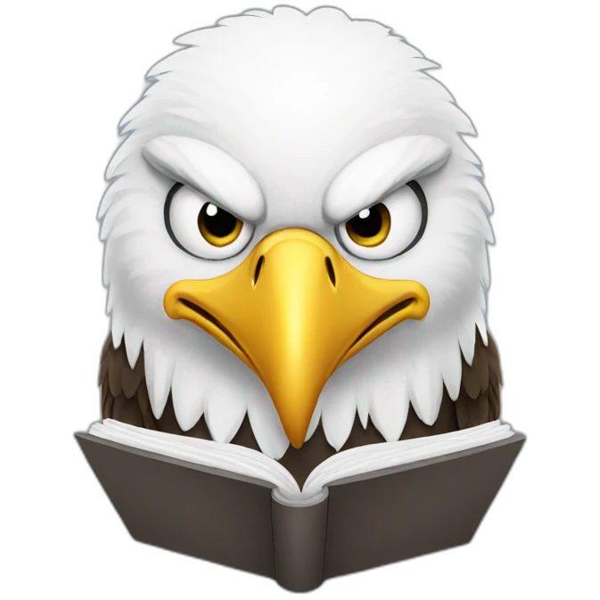 Bald eagle reading emoji