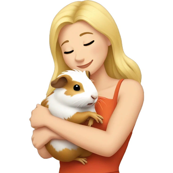 Blonde Woman hugging a guineapig emoji