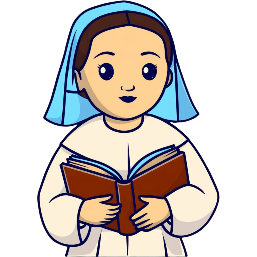 Sor Juana Inés de la Cruz, Mexican writer and poet with books emoji