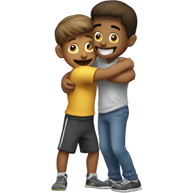 tall boy hugging his short friend emoji