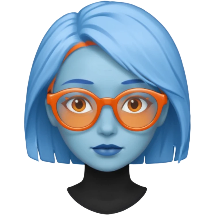 blue skinned orange glassed woman emoji