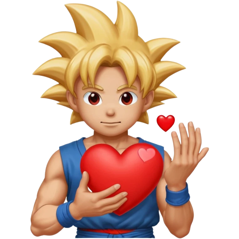 Goku holding emoji heart emoji