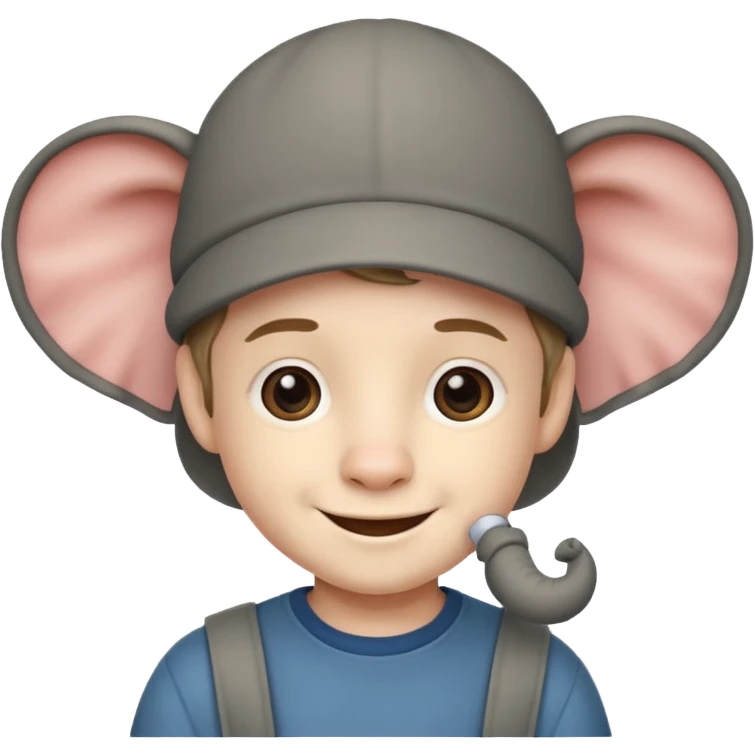 A boy that has a elephant hat emoji