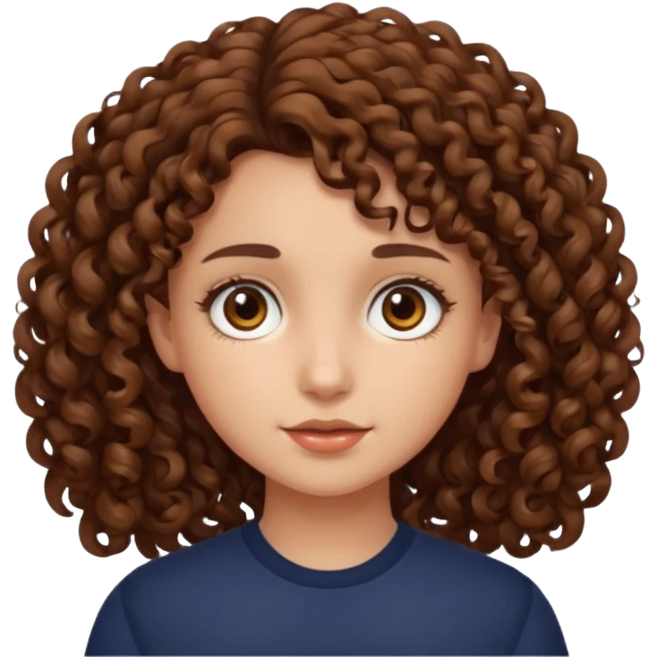 Make a a girl with curly brown hair and brown eyes emoji